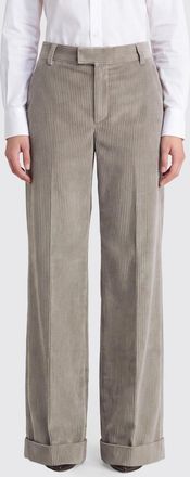 Brunello Cucinelli Pantaloni wide leg a vita alta in velluto a coste con monile