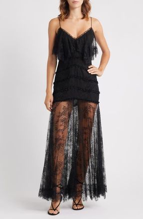 LoveShackFancy Sandy Lace Maxi Dress in Black at Nordstrom, Size 8