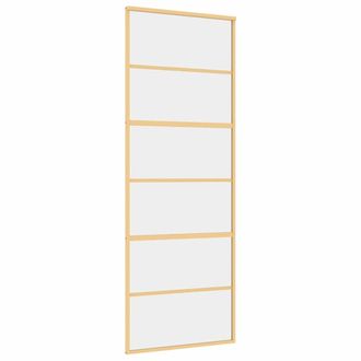vidaXL Puerta Corredera Dorada De Vidrio Esg Transparente Y Aluminio Vidaxl