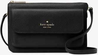 Kate Spade New York Womens Leila Pebbled Leather Small Flap Crossbody - Black - One Size