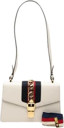 Gucci Pre-owned Sylvie Schoudertas - Dames - Vintage Schoudertas - Wit - ONE Size - Leer - Vintage