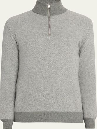 Ralph Lauren Purple Label Mens Cashmere Birdseye Knit Half-Zip Sweater