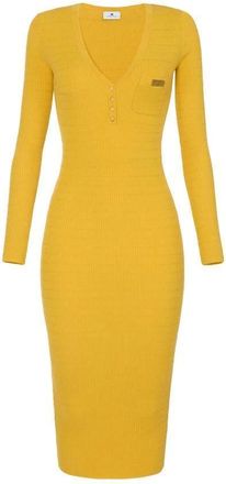 Elisabetta Franchi Kleedjes, Dames, Geel, 2Xl, Slim Knit Dress