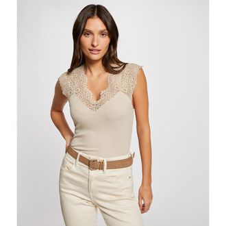 Morgan T-shirt met V-hals in kant