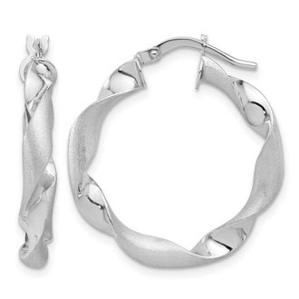 Diamond2Deal 14K Gold Polished and Brushed Twisted Hoop Earrings