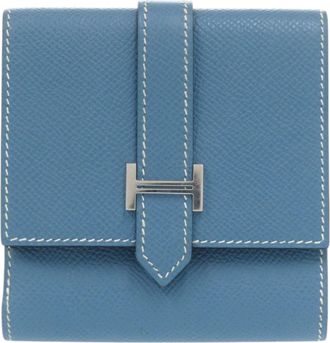 Herm&egrave;s Blue Jean Epsom Leather Wallet (Bi-Fold) (Pre-Owned)