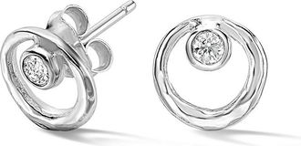 Dower & Hall White Sapphire Circle Dewdrop Studs