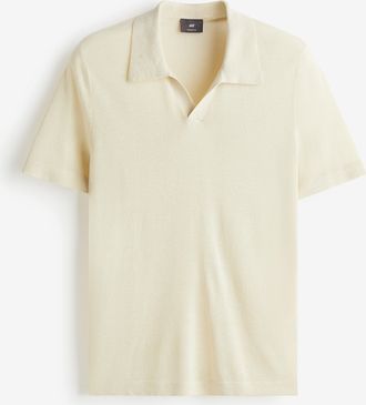 H&M Glitzernes Poloshirt in Slim Fit - White