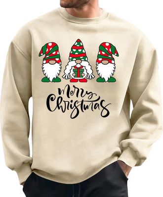 Generic Mens Christmas Jumpers Xmas Novelty Pullover Snowflakes Santa Claus Sweatshirt 3D Printed Snowman Christmas Jumpers for Men Long Sleeve Crew Neck Pull