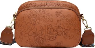 Generic Cymwer Women PU Leather Crossbody Bags Embossed Design Square Bag for Travel (Brown)