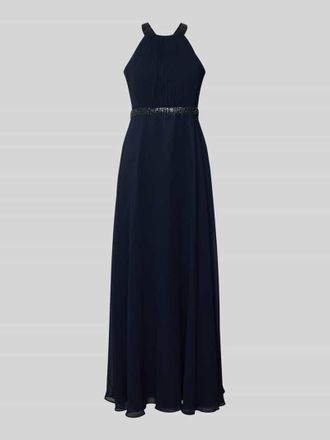 Vera Mont Abendkleid mit Ziersteinbesatz und Raffungen in Marine, Gr&ouml;&szlig;e 40