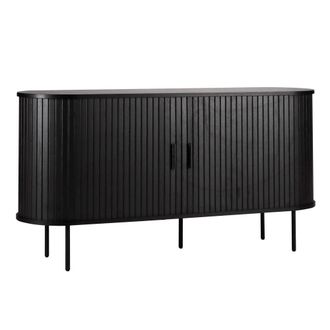 Oviala Aparador 2 puertas en melamina y acero 140 cm negro