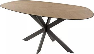 Mathi Design Mesa de comedor chapada en teca clara