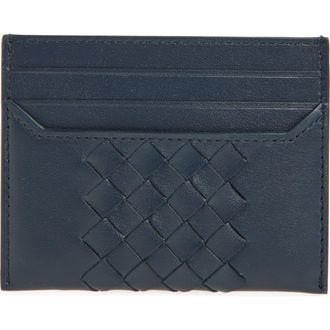 Bottega Veneta Piccolo Intrecciato Leather Card Case in Neptune at Nordstrom