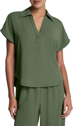 Spanx Oversize Short Sleeve Collared Shirt in Eucalyptus at Nordstrom, Size Small