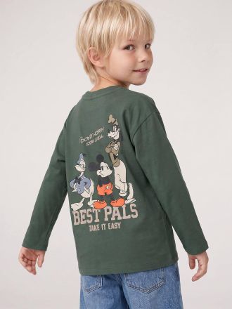Mickey Mouse Langarmshirt Micky Maus f&uuml;r Jungen gr&uuml;n