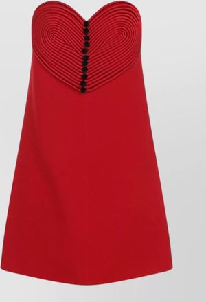 Valentino mini dress strapless heart bodice buttons pleated
