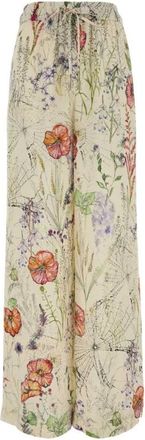 Alexander McQueen Meadow Floral Print Pyjama Broek - Dames - Wijde Broeken - Veelkleurig - L - Broeken