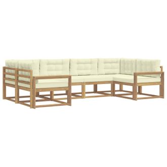 vidaXL Conjunto De Sof&aacute;s De Exterior Con Coj&iacute;n 6 Pcs Blanco Y Crema Vidaxl