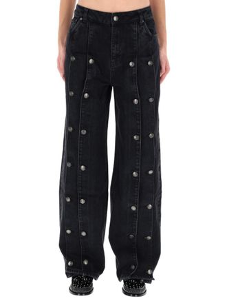 Rotate Black Relaxed High Rise Jeans