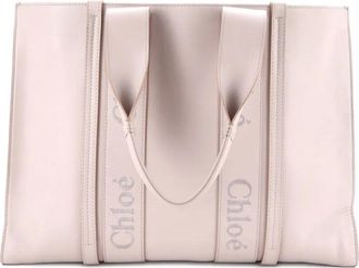 Chlo&eacute; Woody Leather Large tote bag - Beige