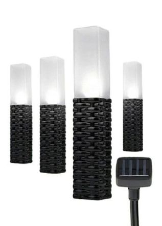 OEM L&aacute;mparas Solares De Jard&iacute;n De Rat&aacute;n, 4 Unidades, 43 Cm