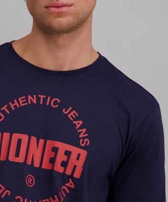 Pioneer Authentic Jeans T-Shirt, Herren, Gr. XXL, night sky, Jersey, Obermaterial: 100% Baumwolle, PIONEER AUTHENTIC JEANS, bedruckt, normal normal, Rundhals, Shirts T-Shirt,