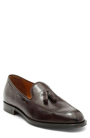 John Varvatos Barrow Leather Tassel Loafer in Chocolate at Nordstrom, Size 11.5