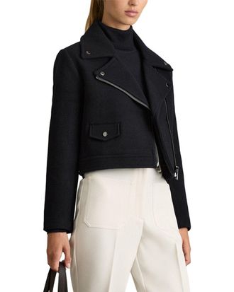 Reiss Arlow Cropped Wool-Blend Biker Jacket