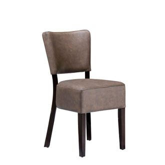 Netfurniture Bugel Side Chair - Distressed Bark Lascari Faux Leather in Brown