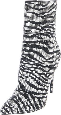 Steve Madden Zebra Print Enkellaars - Dames - Laarzen met Hak - Veelkleurig - 38 EU - Schoenen