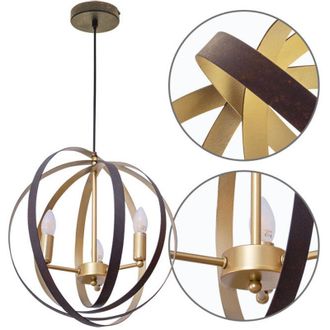 Fabrilamp Lampara Colgante Isa 3xe14 Marron/dorado De Fabrilamp