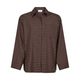 Neo Noir Anella Check Shirt - Dames - Blouses & Shirts - Bruin - Maat: XS Viscose