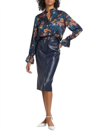Elie Tahari Hollis Floral & Stripe Blouse In Paradise Print