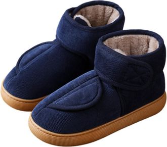 Generic Wide Opening Diabetic Shoes Wide Width, Warm Snow Boots For Elderly With Adjustable Closures, Anti-Slip Shoes For Edema And Swollen Feet(Blue,8.5)