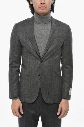 Corneliani CC COLLECTION Herringbone Patterned Wool Blend Blazer size 46