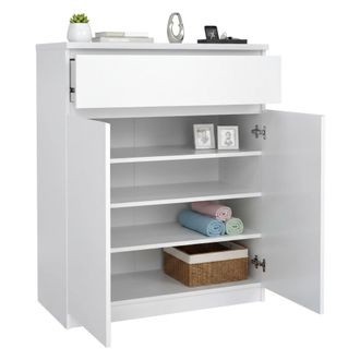 Dmora Dmora Buffet Avec Portes Et Un Tiroir, Blanc Brillant, 80 X 100 X 41 Cm