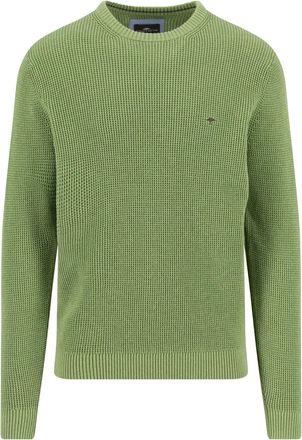 Fynch-Hatton Strickpullover FYNCH-HATTON, Herren, Gr. 4XL, avocado, Strick, Obermaterial: 100% Baumwolle, unifarben, normal h&uuml;ftbedeckend, Rundhals, Flachstrickb&uuml;n