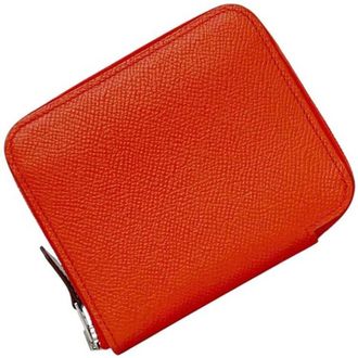 Herm&egrave;s Red Color Leather Coin Purse/Coin Case (Pre-Owned)