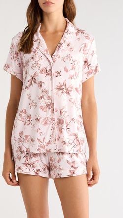 Nordstrom Moonlight Eco Short Pajamas in Pink- Brown Botanist Floral at Nordstrom, Size X-Small