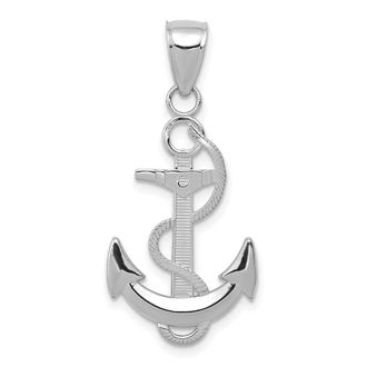 Diamond2Deal 14k Gold Polished Anchor with Textured Rope Pendant