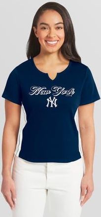 WEAR by Erin Andrews Womens WEAR by Erin Andrews Navy New York Yankees Notch Neck Cropped T-Shirt at Nordstrom, Size Medium