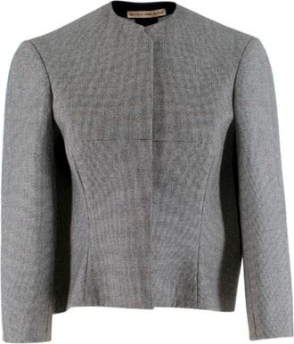 Balenciaga Wool Houndstooth Structured Crop Jacket Size S