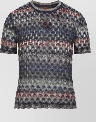 Missoni open-knit geometric-pattern metallic short-sleeve t-shirt