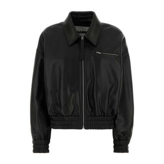 Jil Sander Leren Bomberjack - Dames - Bomber jackets - Zwart - S - Katoen - Jassen