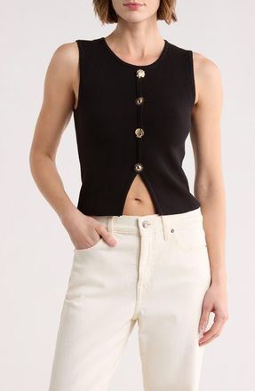 Blu Pepper Button Detail Knit Tank Top in Black at Nordstrom Rack, Size Medium