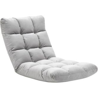HOMCOM Homcom - Poltrona Design da Terra con Schienale Reclinabile a 180&deg; Grigio Chiaro