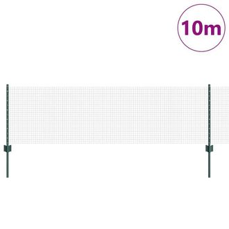 Berkfield Home Full Welded Wire Fence with 5 U Posts Green 0.6x10 m Steel