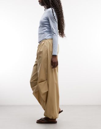 Asos pantaloni parachute balloon beige-Neutro