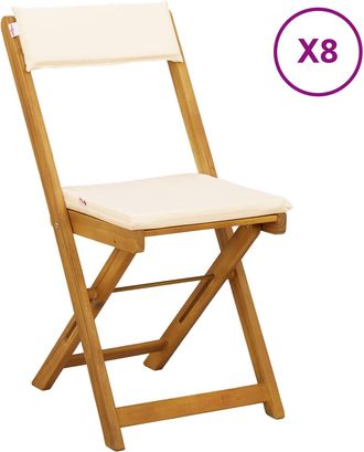 vidaXL Sillas Bistro De Exterior 8 Uds. Blanco Crema Vidaxl